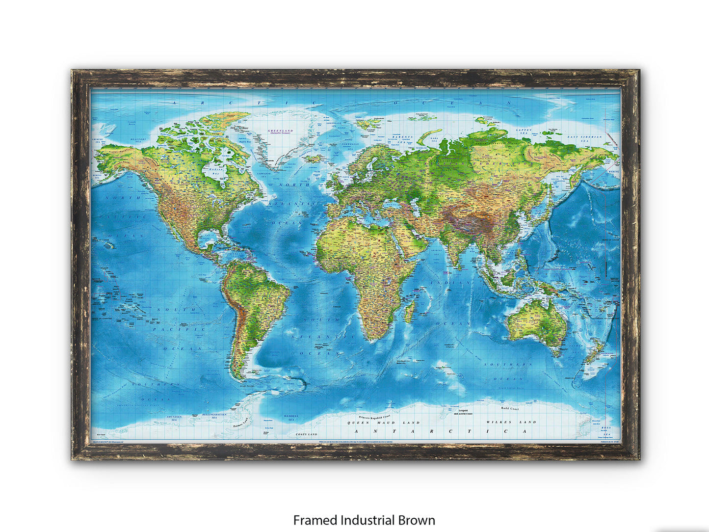 World  Physical  / Terrain Map Poster