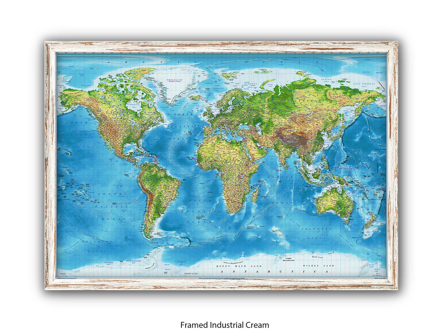 World  Physical  / Terrain Map Poster