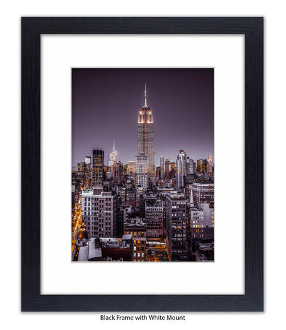 NYC Empire State Building - Purple Tint - Mounted & Framed Art Print