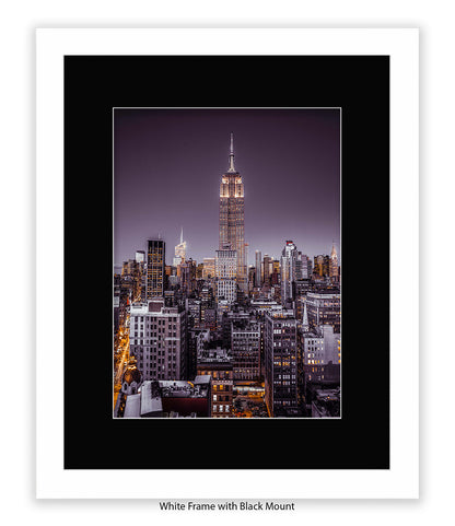 NYC Empire State Building - Purple Tint - Mounted & Framed Art Print