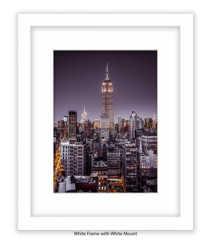 NYC Empire State Building - Purple Tint - Mounted & Framed Art Print