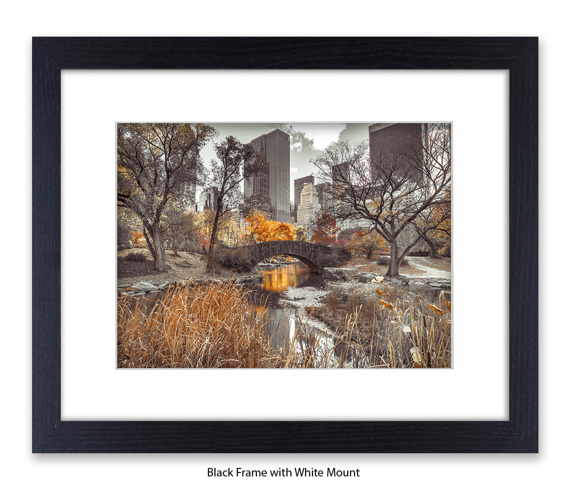 NYC Central Park - Bridge Sepia - Mounted & Framed Art Print