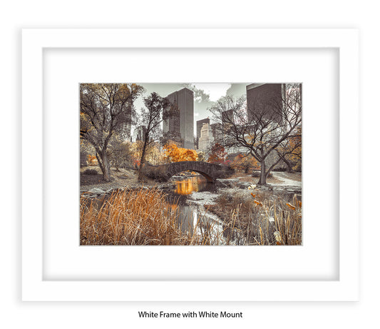 NYC Central Park - Bridge Sepia - Mounted & Framed Art Print