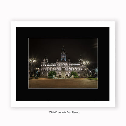 Glasgow War Memorial Georges Square Night time - Close Up - Mounted & Framed Art Print