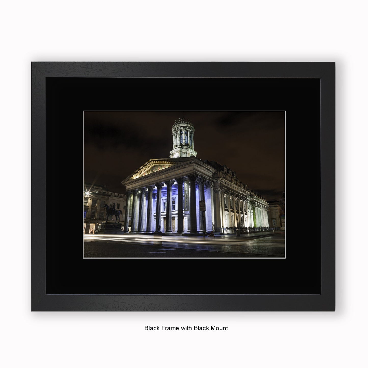 Glasgow Art Gallery At Night - Wellington Statue - Mounted & Framed Art Print