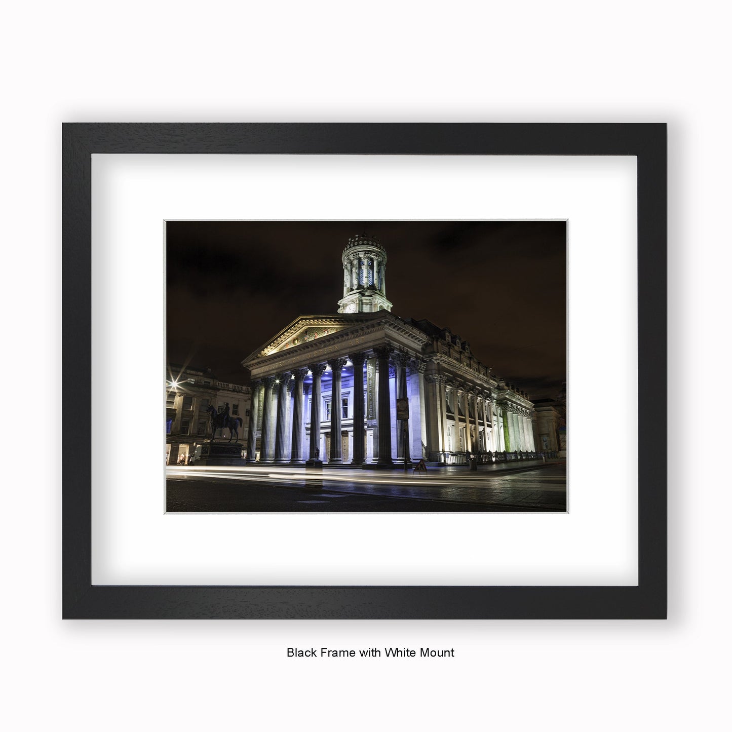 Glasgow Art Gallery At Night - Wellington Statue - Mounted & Framed Art Print