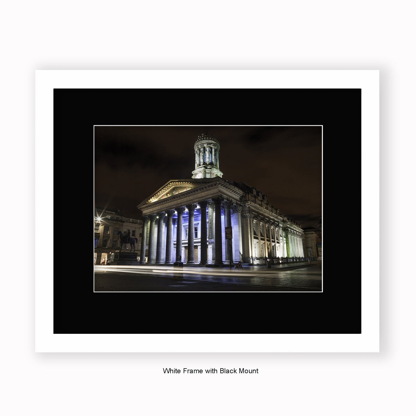 Glasgow Art Gallery At Night - Wellington Statue - Mounted & Framed Art Print