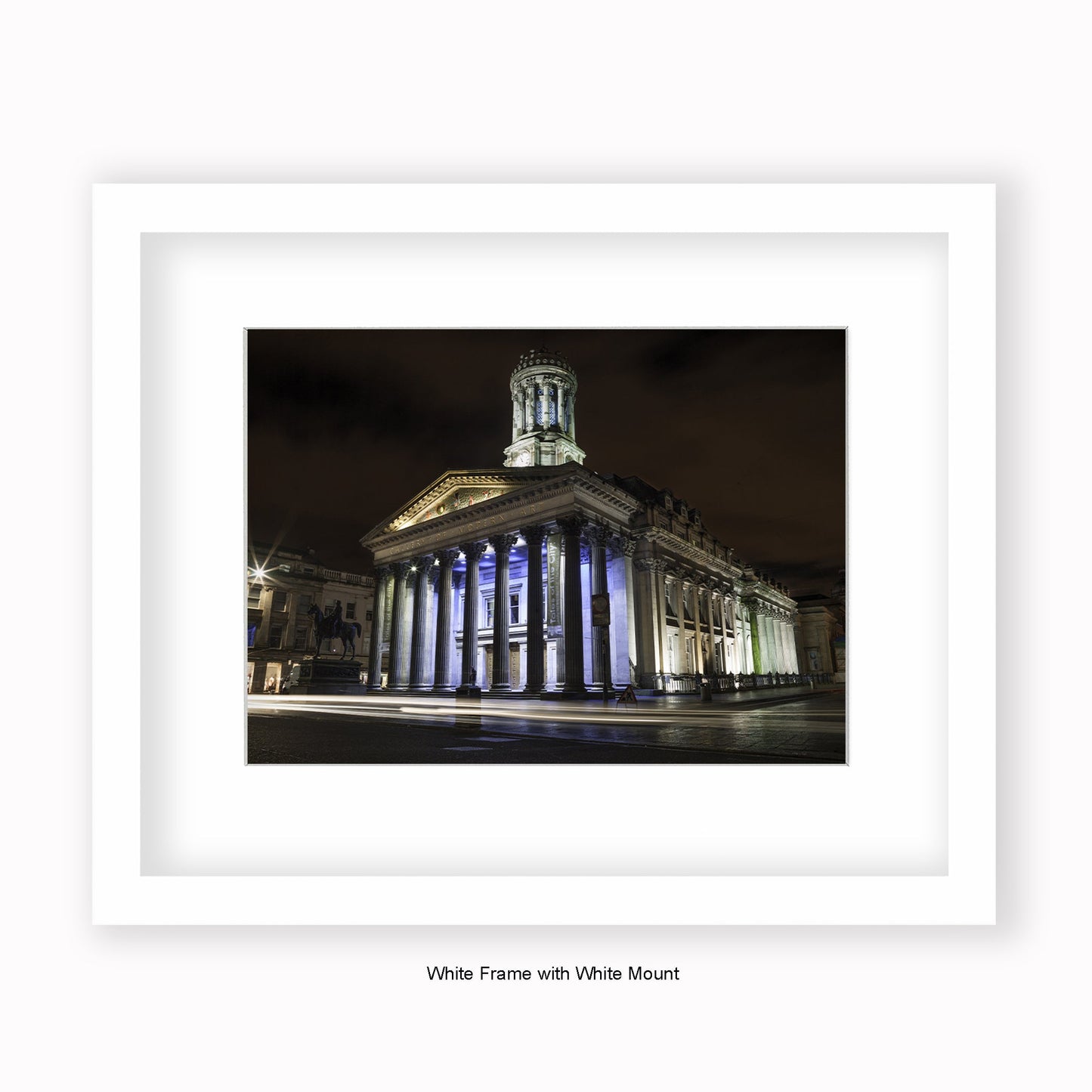 Glasgow Art Gallery At Night - Wellington Statue - Mounted & Framed Art Print