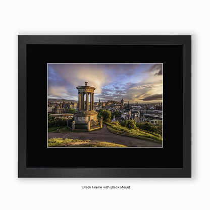 Edinburgh - Calton Hill View Colour - Mounted & Framed Art Print