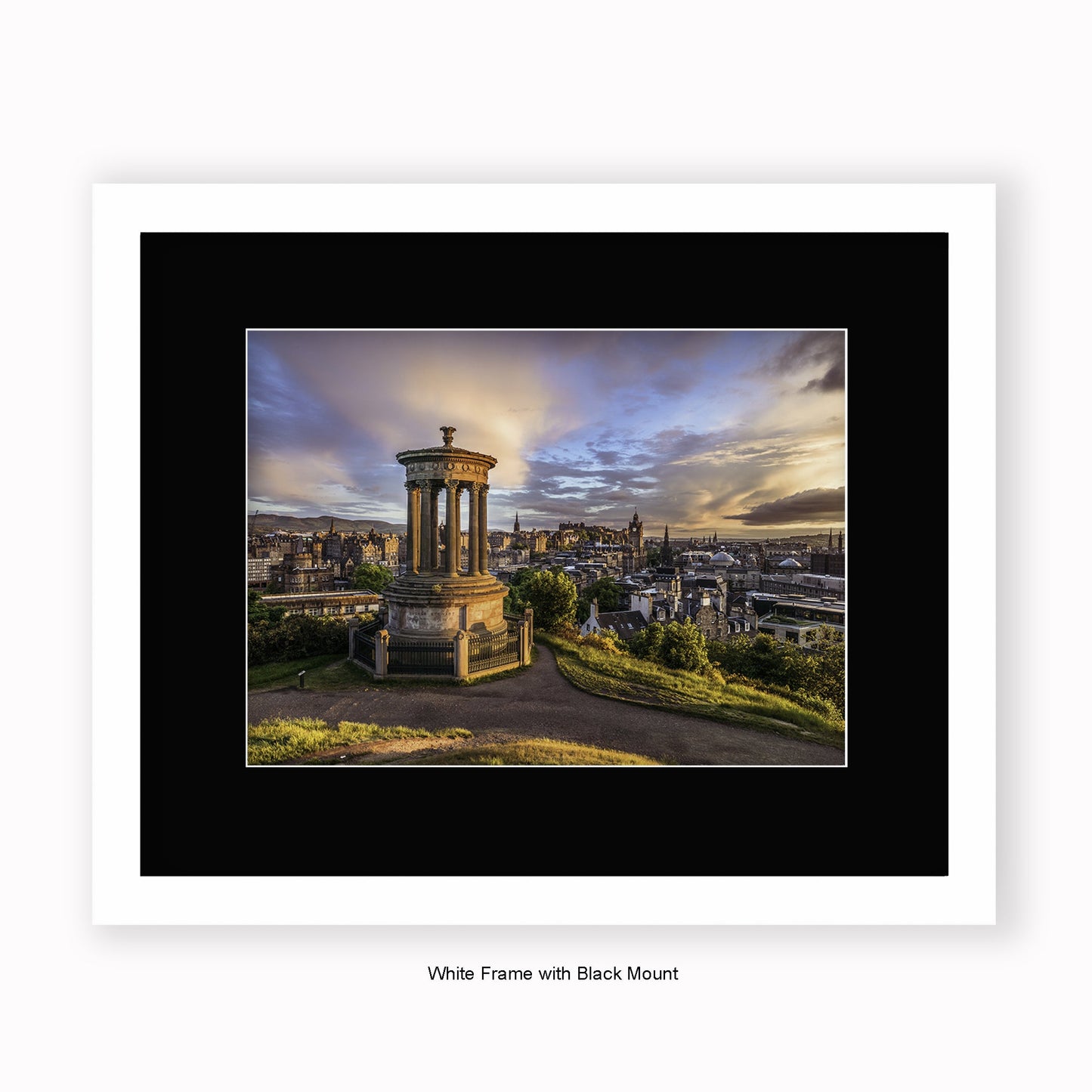 Edinburgh - Calton Hill View Colour - Mounted & Framed Art Print