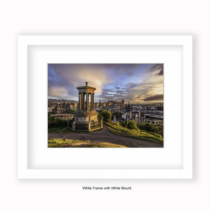 Edinburgh - Calton Hill View Colour - Mounted & Framed Art Print