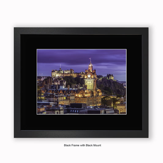 Edinburgh Castle At Night - 11pm - Mounted & Framed Art Print