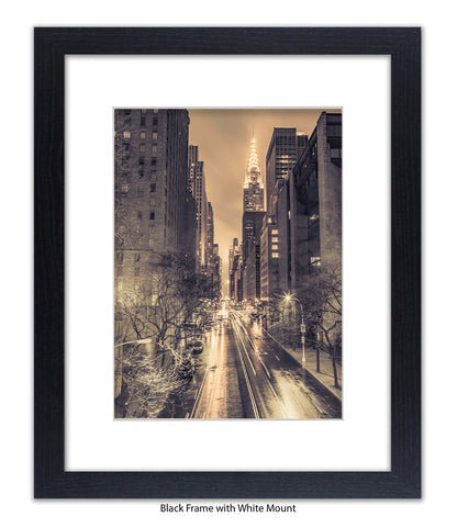 NYC Chrysler Building - Vintage - Mounted & Framed Art Print