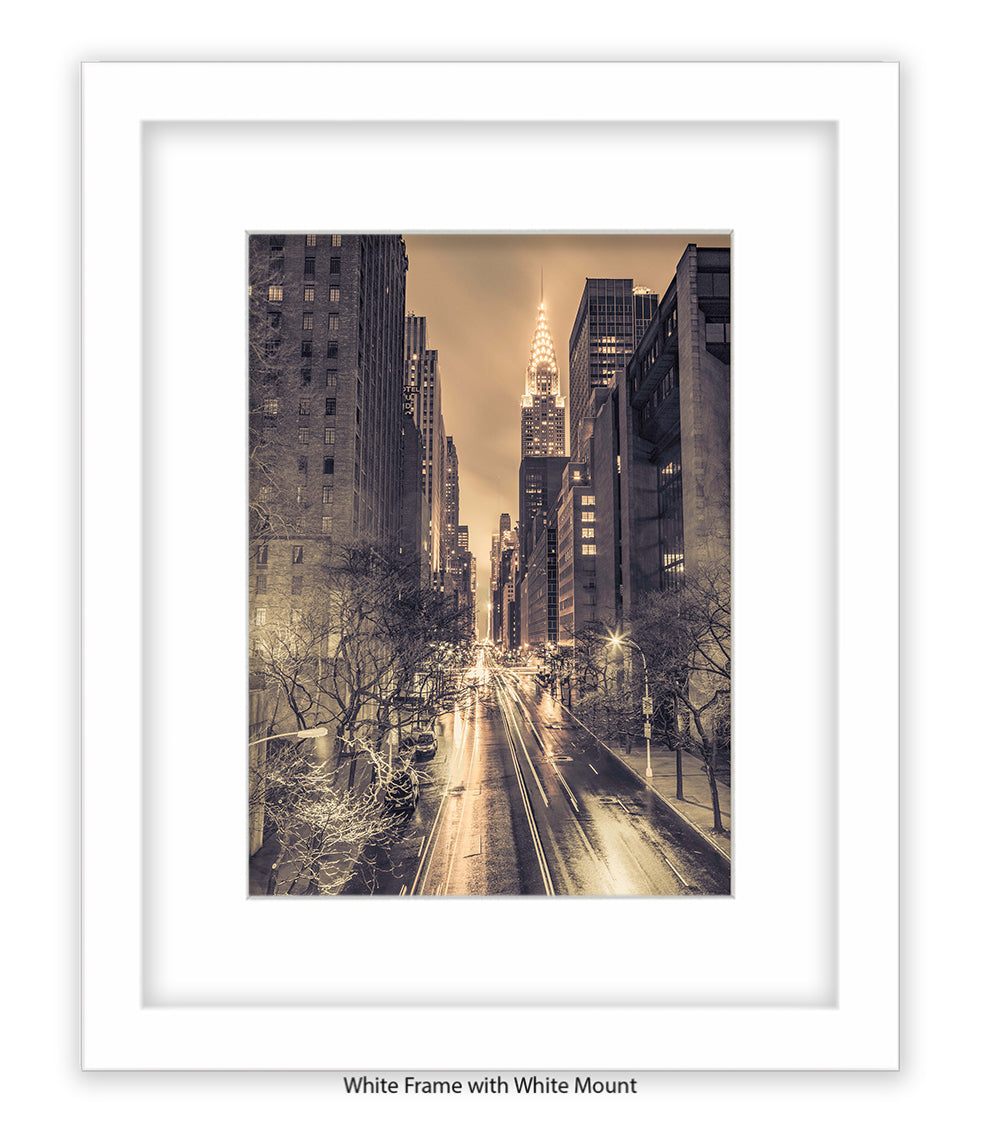 NYC Chrysler Building - Vintage - Mounted & Framed Art Print