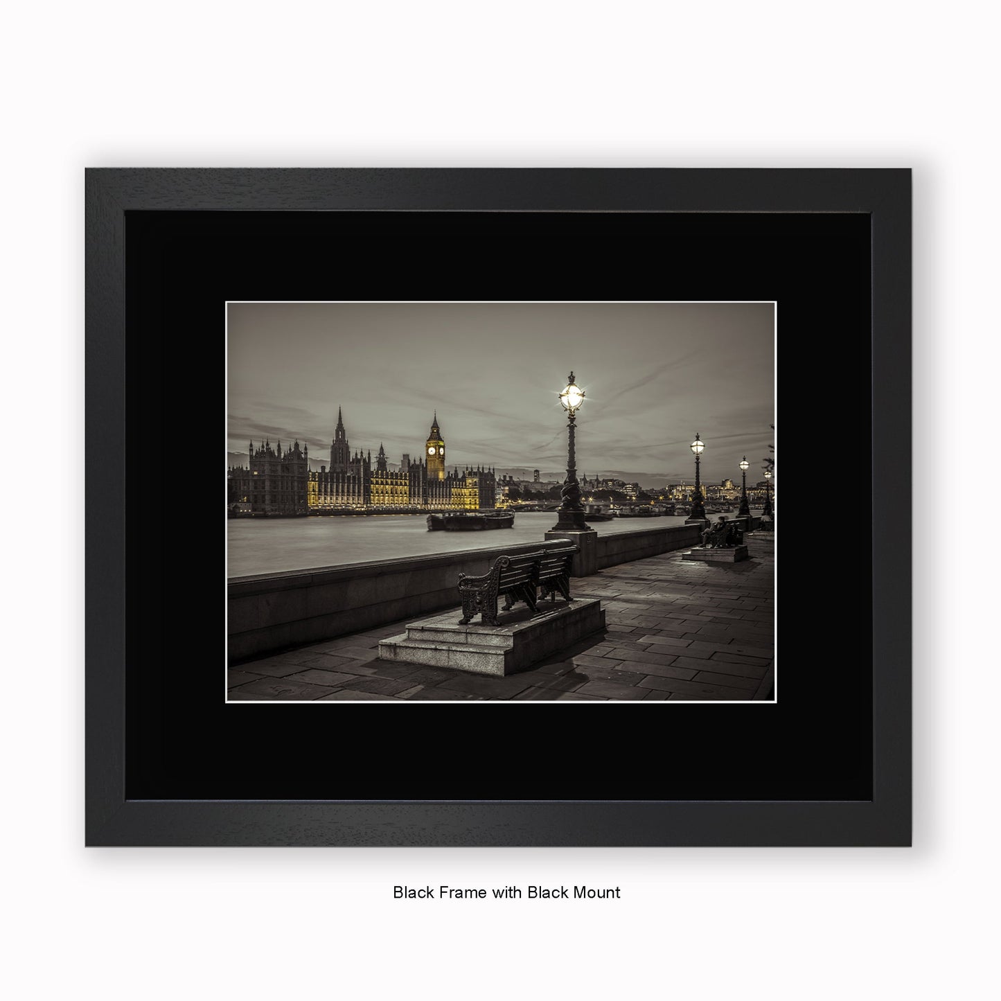 London - Embankment At Night - Mounted & Framed Art Print