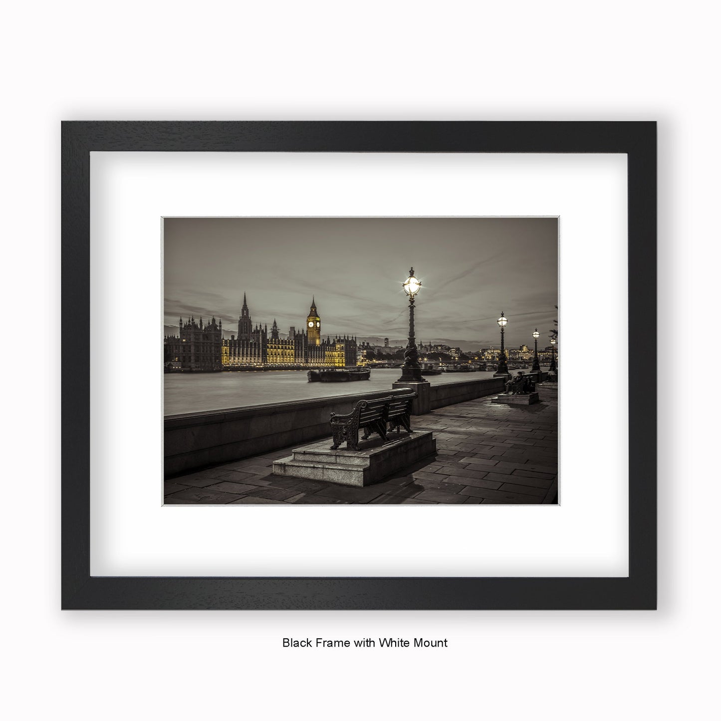 London - Embankment At Night - Mounted & Framed Art Print