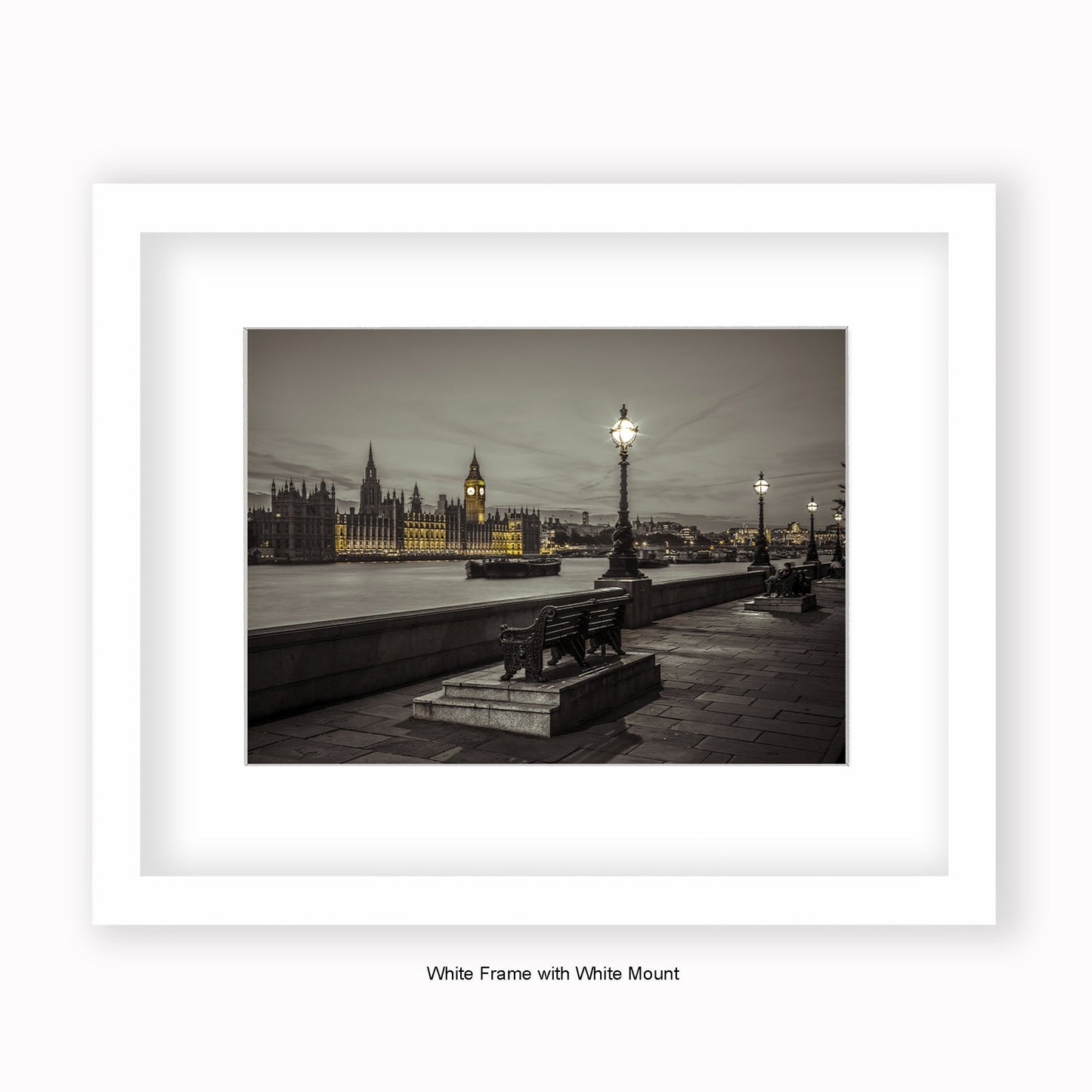London - Embankment At Night - Mounted & Framed Art Print
