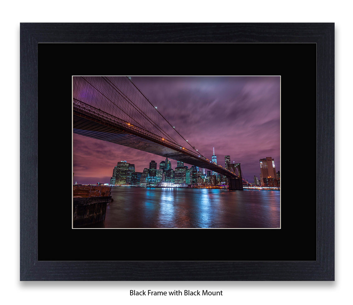 NYC Manhattan - Skyline At Night - Mounted & Framed Art Print