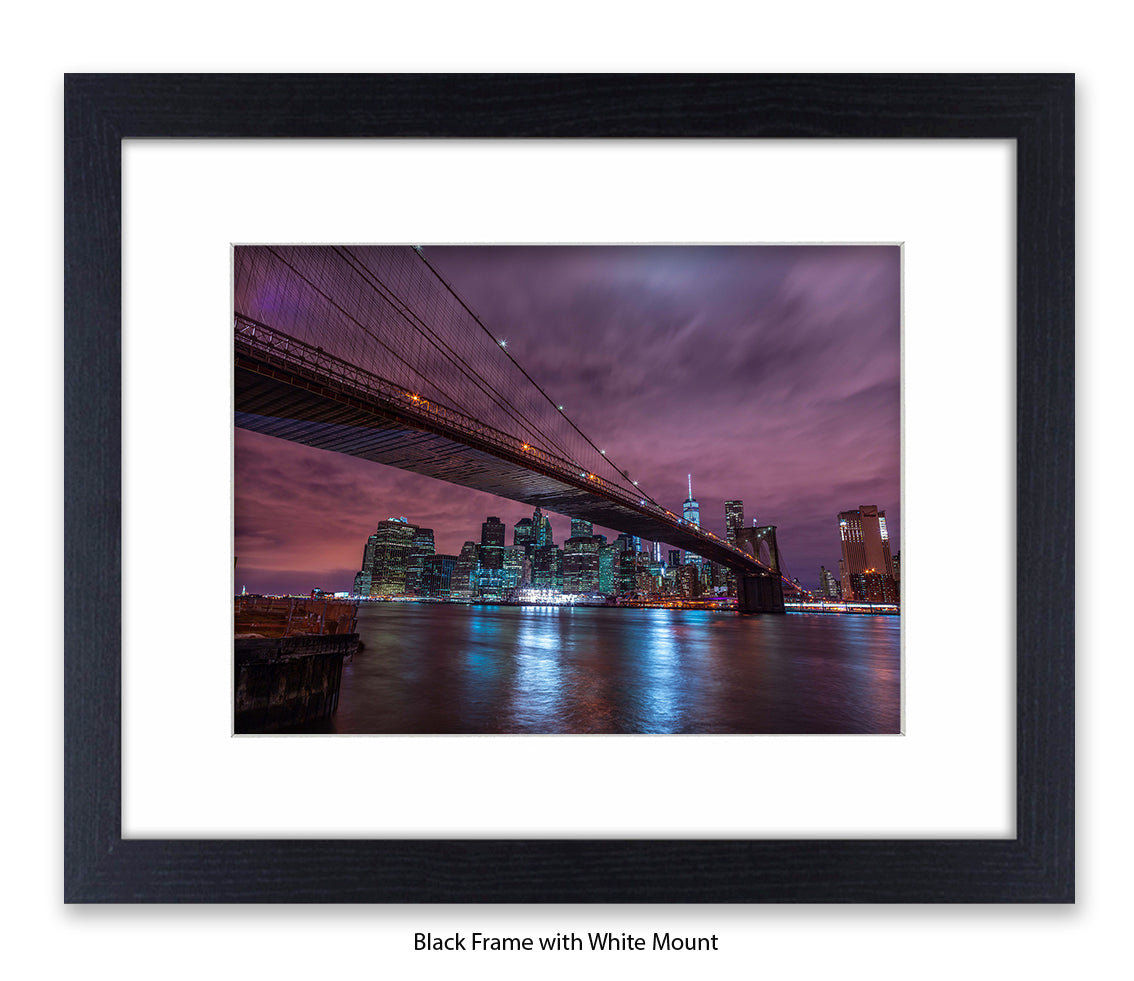 NYC Manhattan - Skyline At Night - Mounted & Framed Art Print