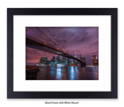 NYC Manhattan - Skyline At Night - Mounted & Framed Art Print