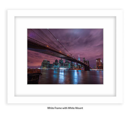 NYC Manhattan - Skyline At Night - Mounted & Framed Art Print