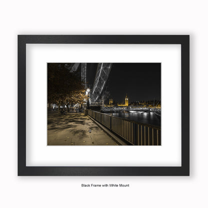 London - Big Ben & London Eye - Mounted & Framed Art Print