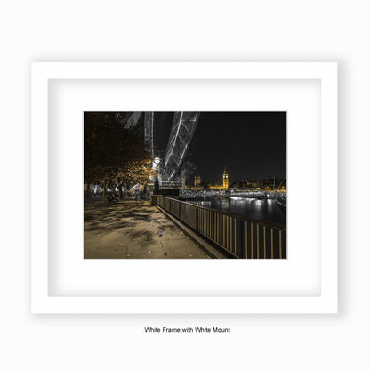 London - Big Ben & London Eye - Mounted & Framed Art Print