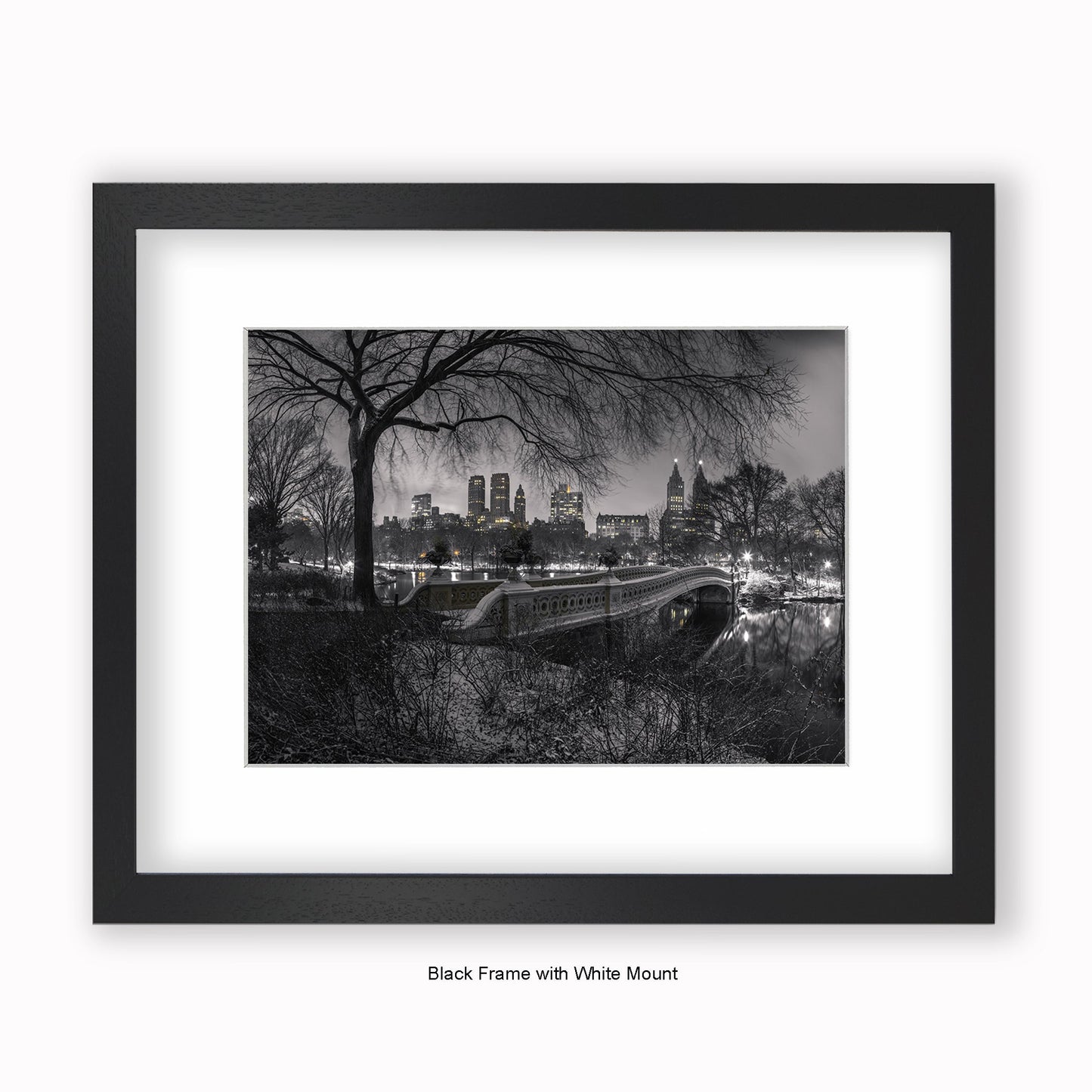 New York Central Park Bridge b&w - Mounted & Framed Art Print
