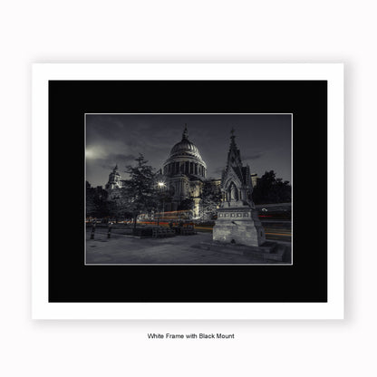 London - St Pauls Cathedral At Night  - Mounted & Framed Art Print