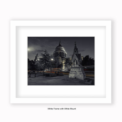 London - St Pauls Cathedral At Night  - Mounted & Framed Art Print