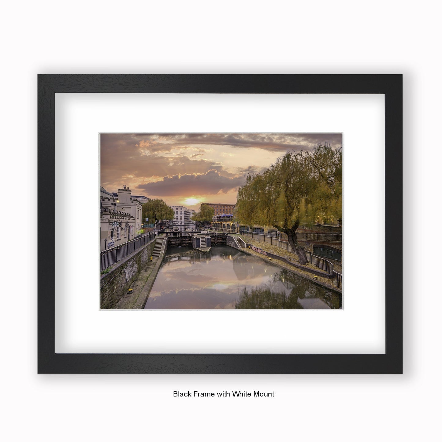 London - Camden Lock - Dusk - Mounted & Framed Art Print