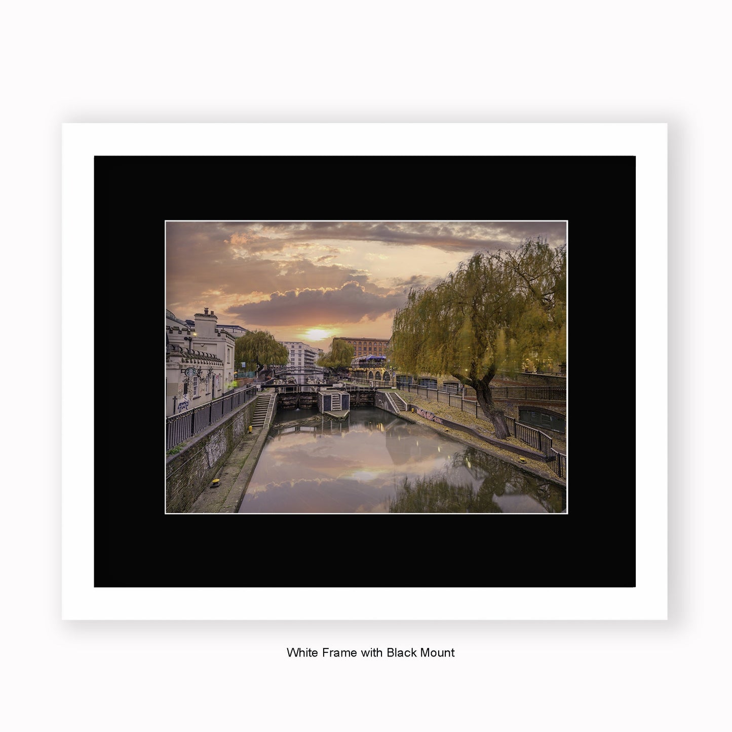 London - Camden Lock - Dusk - Mounted & Framed Art Print