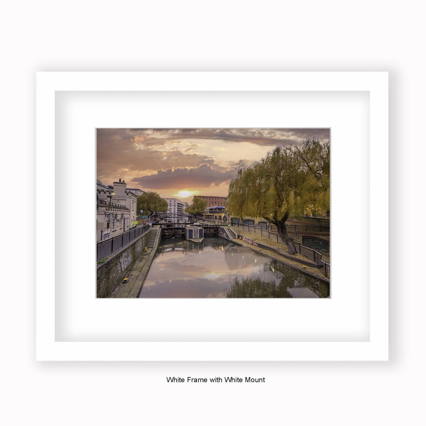 London - Camden Lock - Dusk - Mounted & Framed Art Print