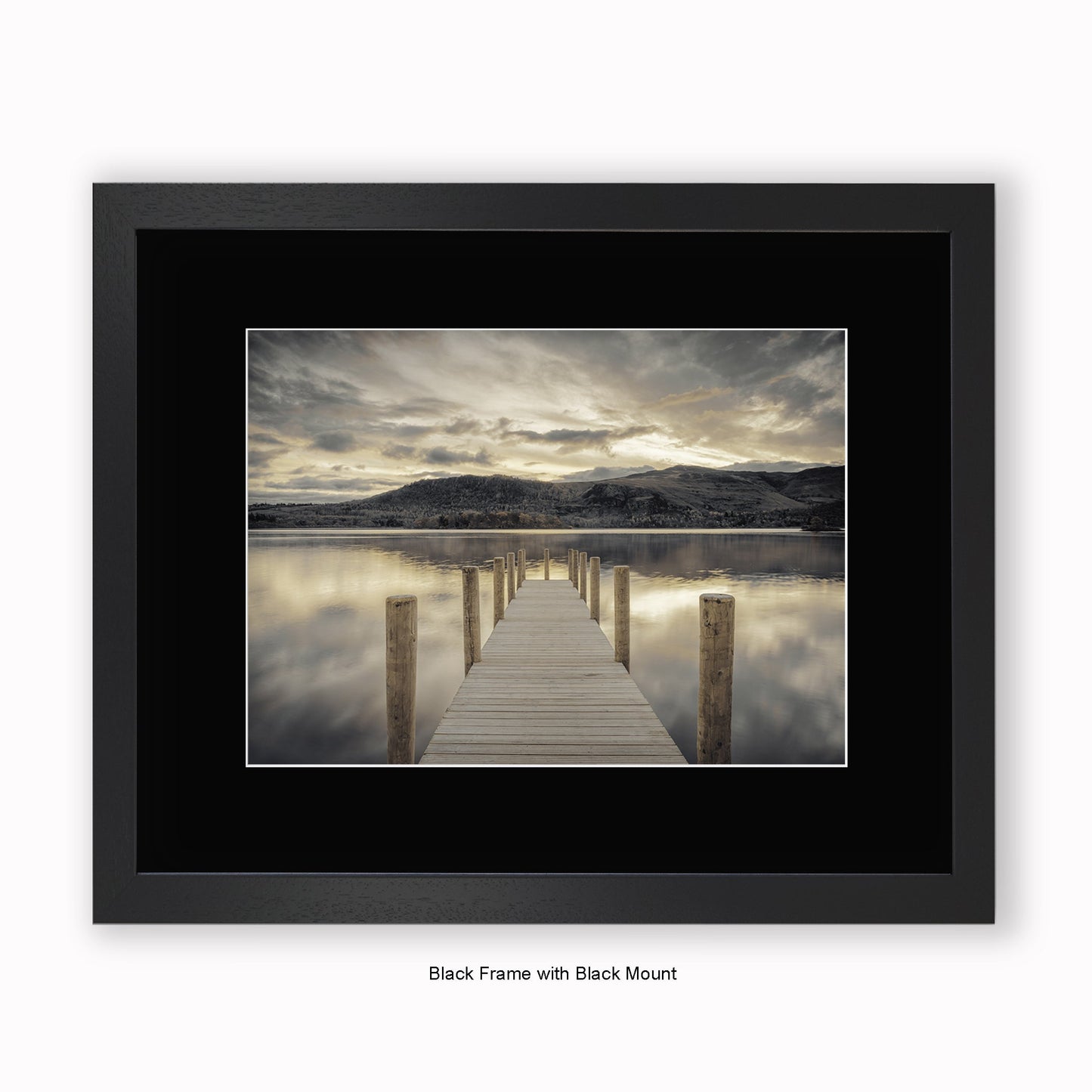 Lake District - Jetty Sepia - Mounted & Framed Art Print
