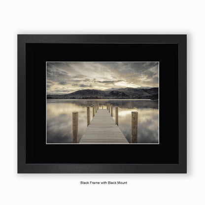 Lake District - Jetty Sepia - Mounted & Framed Art Print