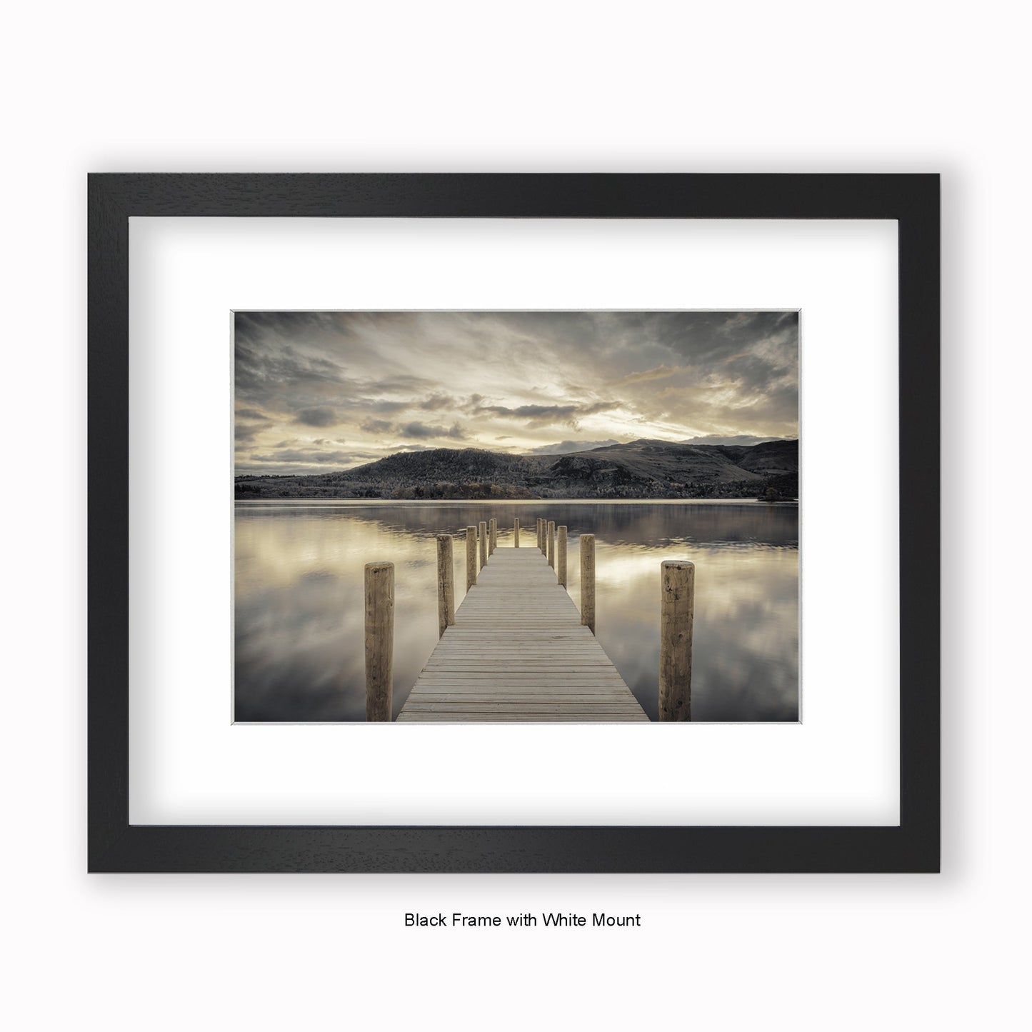 Lake District - Jetty Sepia - Mounted & Framed Art Print