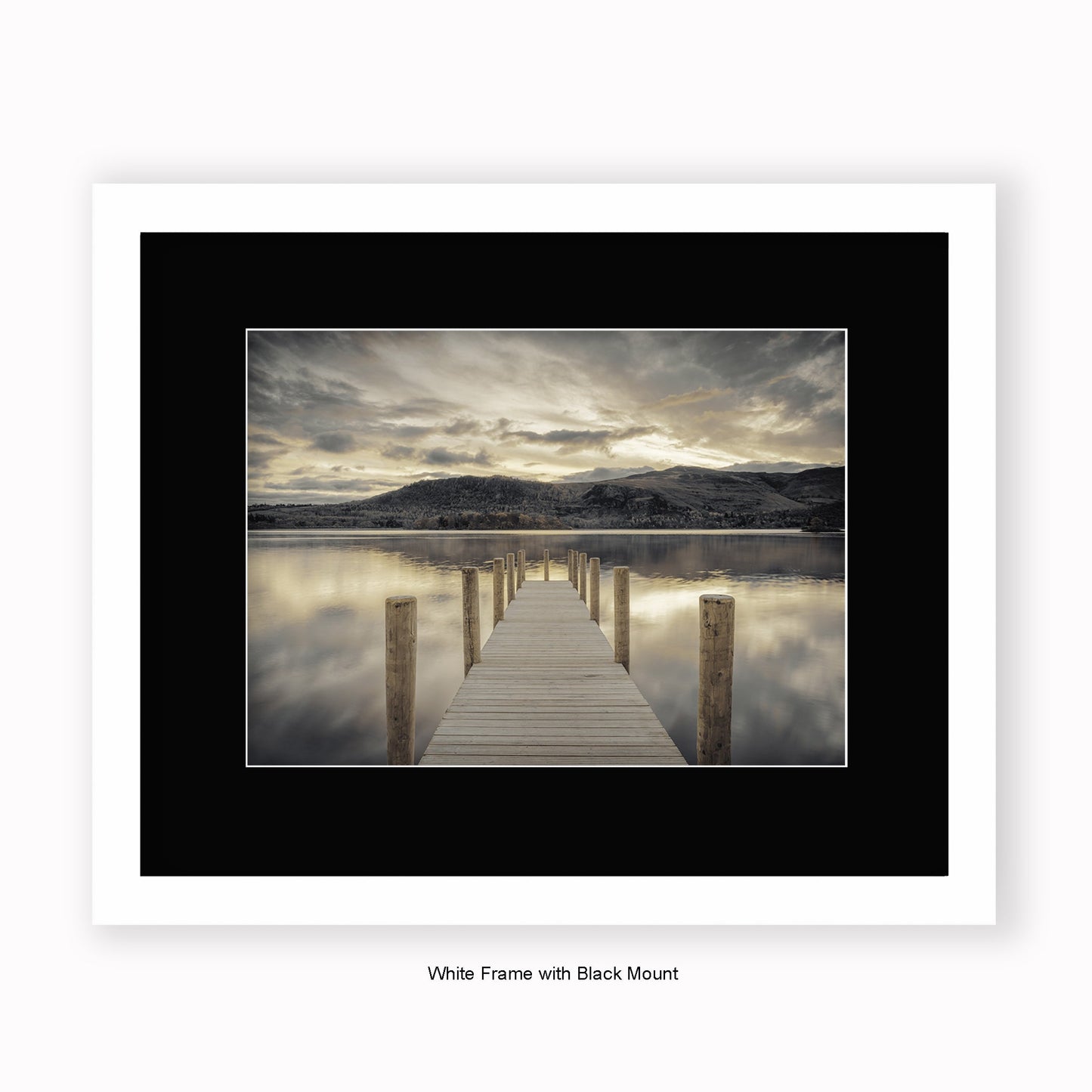 Lake District - Jetty Sepia - Mounted & Framed Art Print