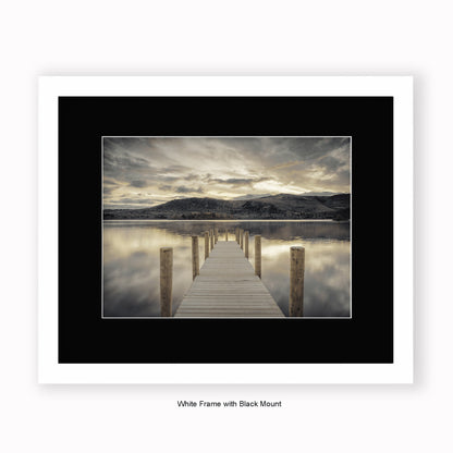 Lake District - Jetty Sepia - Mounted & Framed Art Print