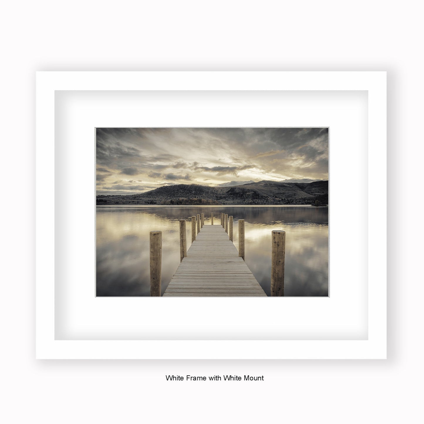 Lake District - Jetty Sepia - Mounted & Framed Art Print