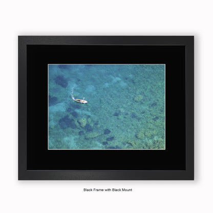 Italy - Capri Sea View - Boat - Mounted & Framed Art Print