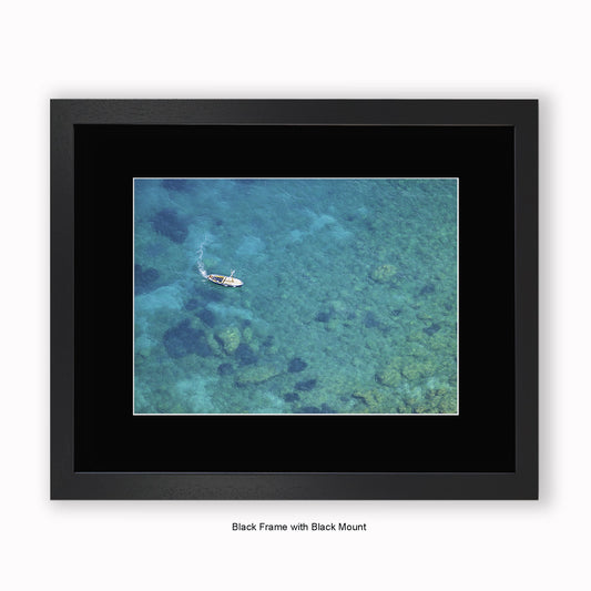 Italy - Capri Sea View - Boat - Mounted & Framed Art Print