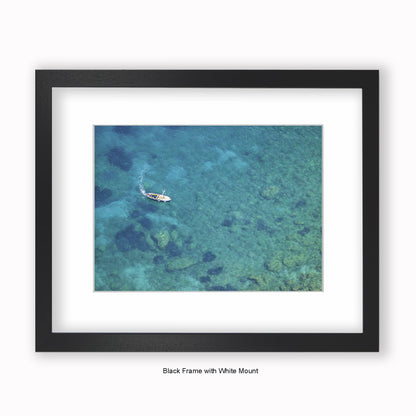 Italy - Capri Sea View - Boat - Mounted & Framed Art Print