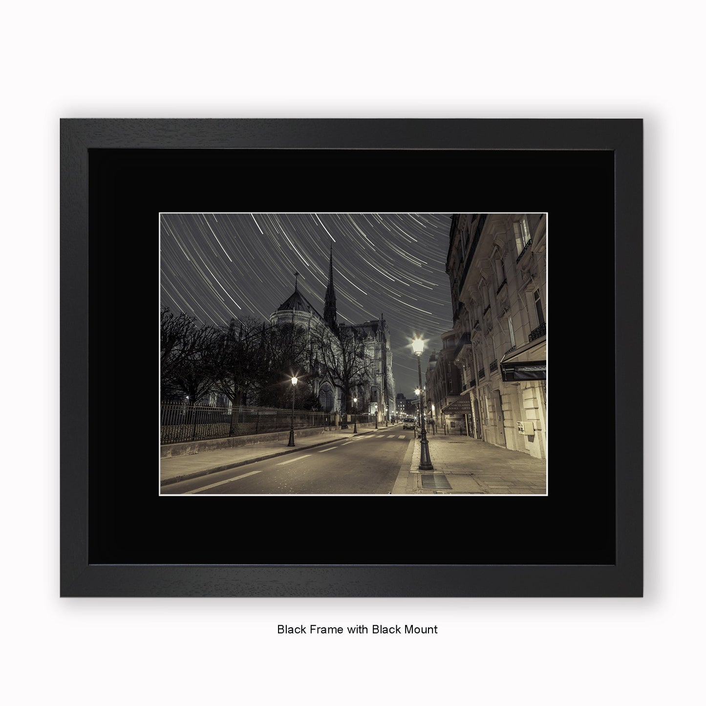 France - Notre Dame De Paris - Star Trails - Mounted & Framed Art Print
