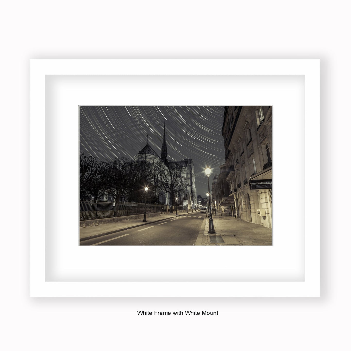 France - Notre Dame De Paris - Star Trails - Mounted & Framed Art Print