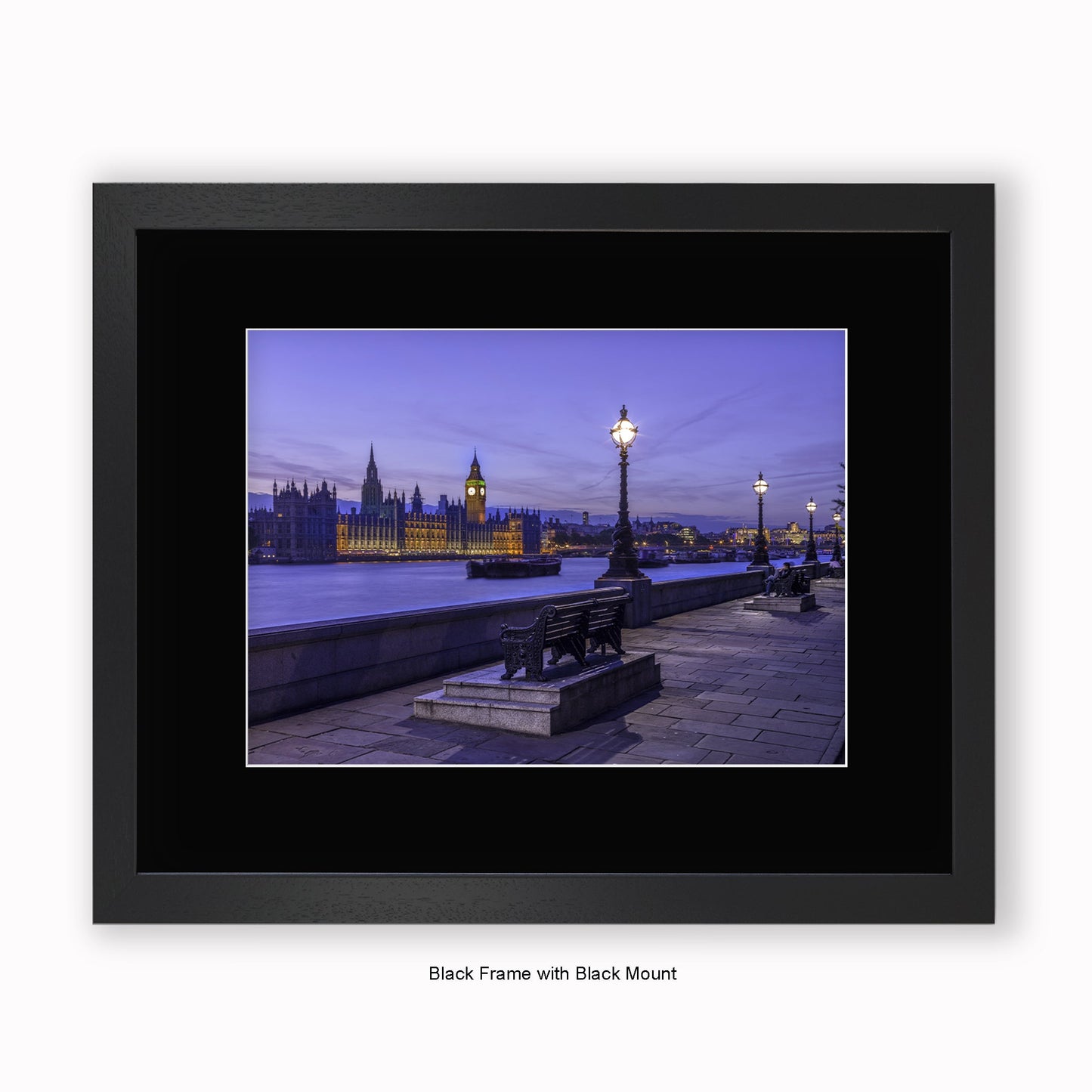 London - Embankment Peaceful Night - Mounted & Framed Art Print