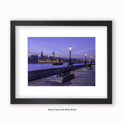 London - Embankment Peaceful Night - Mounted & Framed Art Print