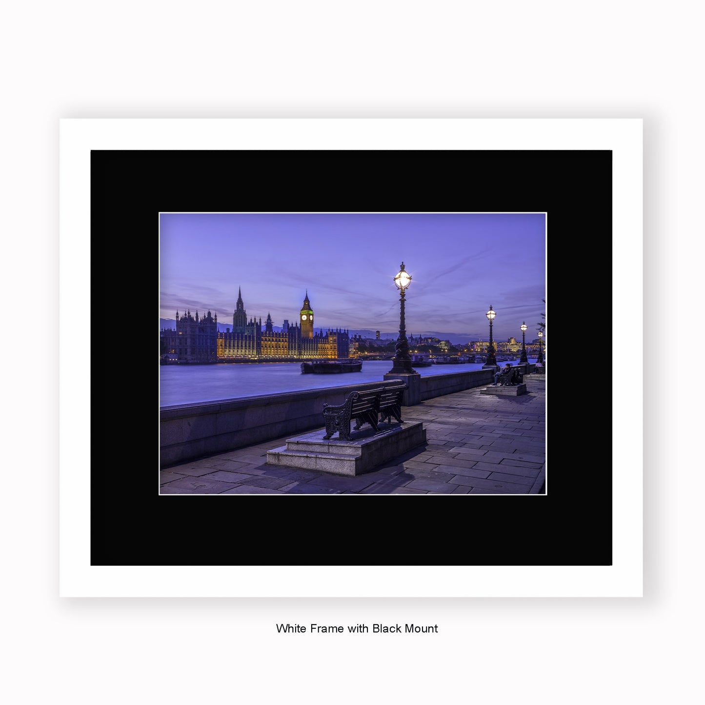 London - Embankment Peaceful Night - Mounted & Framed Art Print
