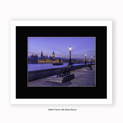 London - Embankment Peaceful Night - Mounted & Framed Art Print