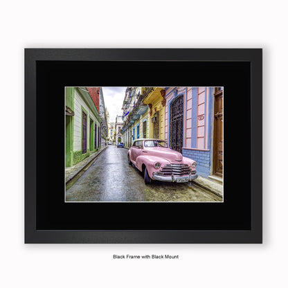 Cuba - Pink Car Close Up Reg P184598 - Mounted & Framed Art Print