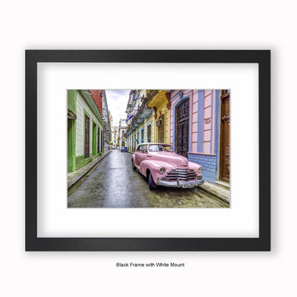 Cuba - Pink Car Close Up Reg P184598 - Mounted & Framed Art Print